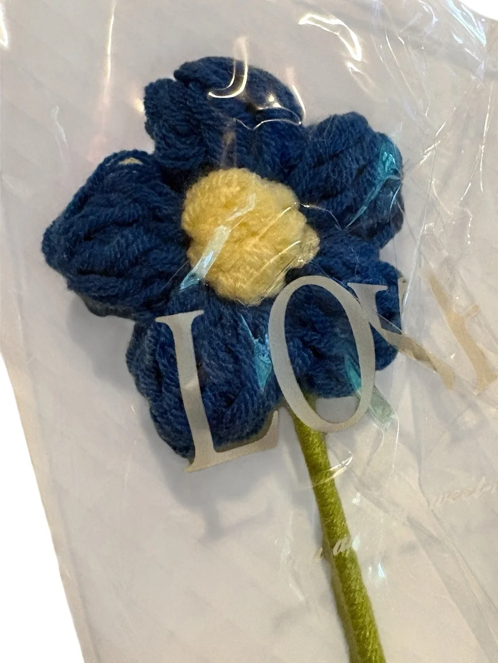 Handmade Blue Crochet Flower Roses - Set of 5